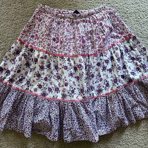 Pink, white, purple floral ruffle skirt - Picture 2 of 9
